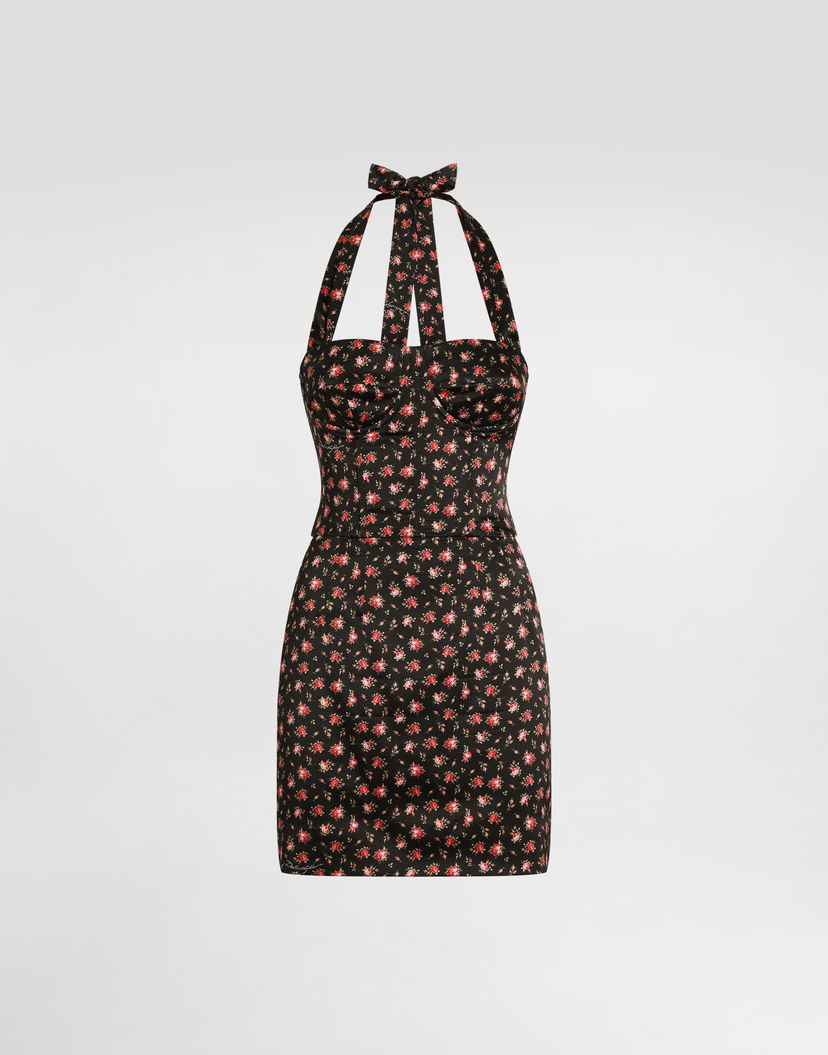 Šaty Dolce & Gabbana Small Rose-print Short Satin Halter Dress 44 Rôznofarebný | F610ZTFSA8JHN5XJ