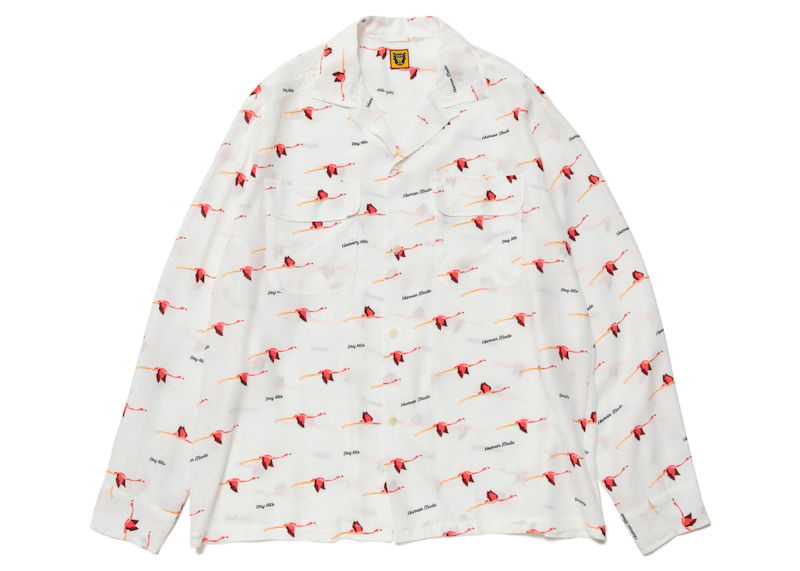 Košeľa Human Made Open Collar Flamingo Print Shirt Biela | HM25SH010, 0