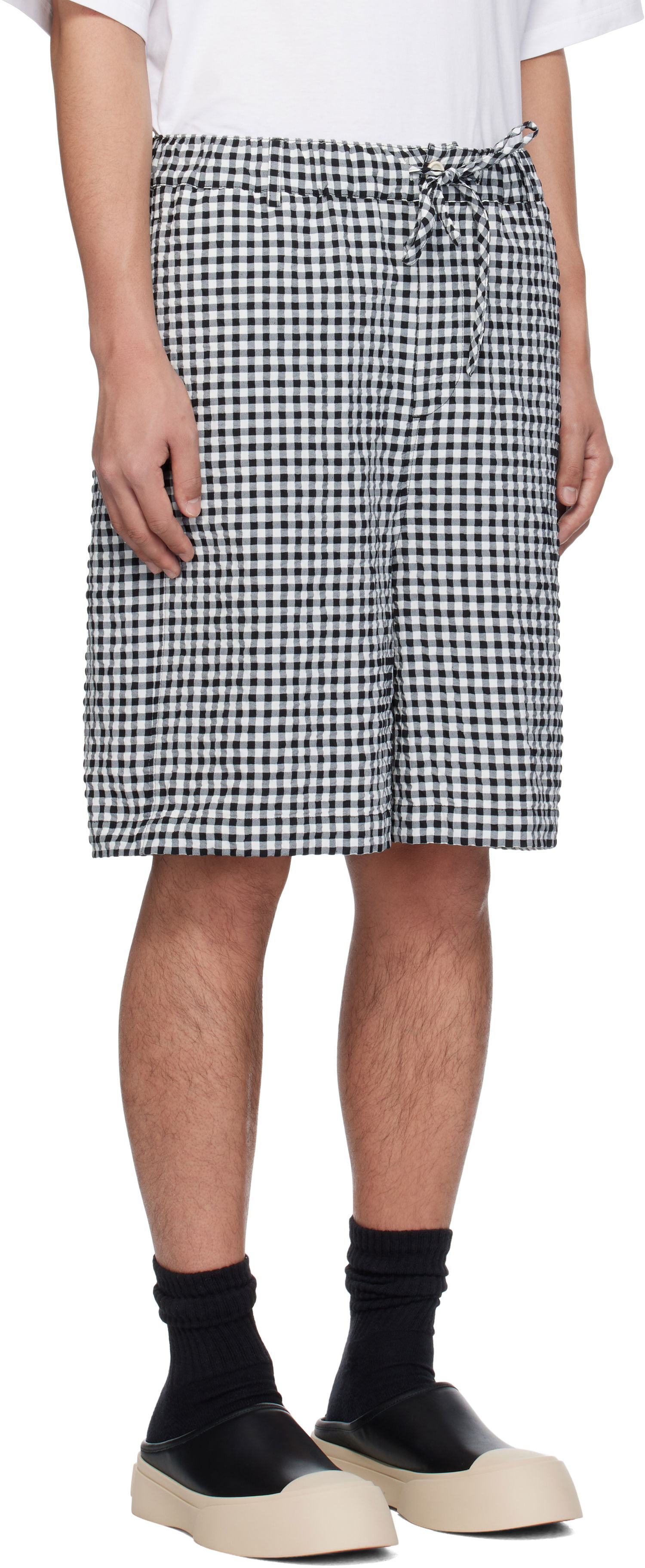Šortky Marni Marni Gingham Seersucker Drawstring Shorts Čierna | PUMU0291A0 UTN929, 1