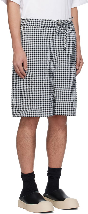 Šortky Marni Marni Gingham Seersucker Drawstring Shorts Čierna | PUMU0291A0 UTN929, 1
