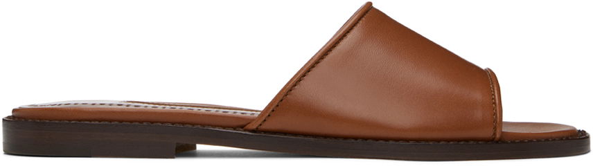 Doplnky Manolo Blahnik Manolo Blahnik Safinanu Leather Slide Sandals Hnedá | 124-2668, 0