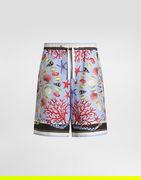Dolce & Gabbana Shell-Print Linen Drawstring Shorts