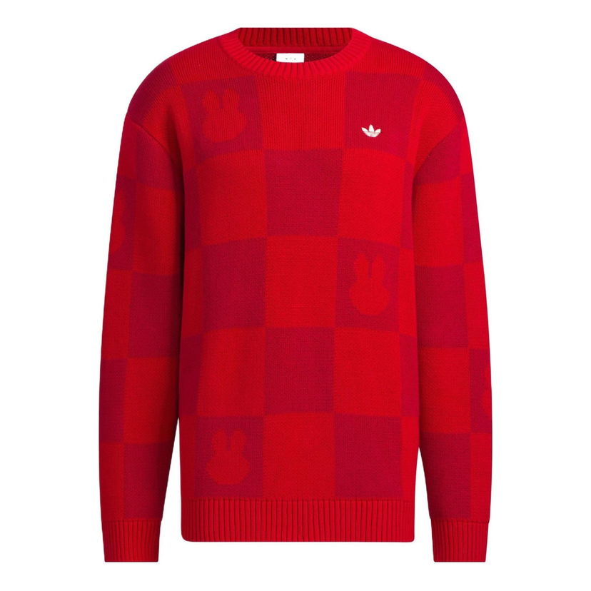 Sveter adidas Originals Checkerboard Print Sweatshirt Červená | HY7273