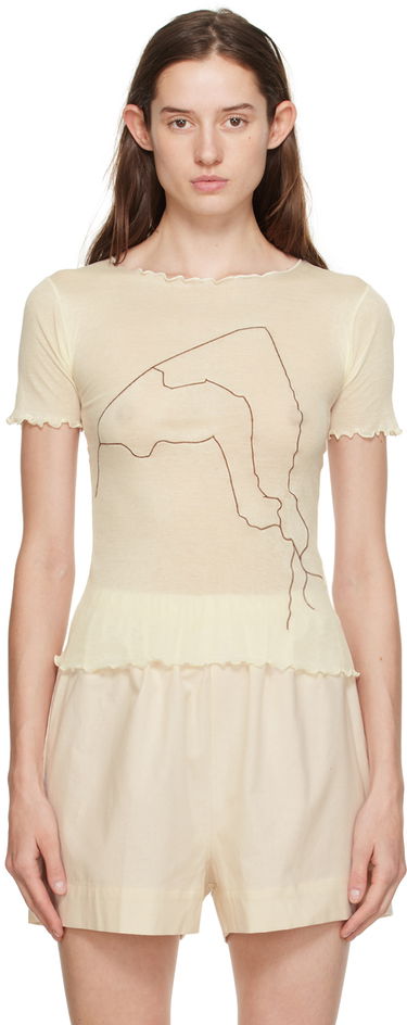 Tričko Baserange Baserange Aroostook Lettuce Edge T-Shirt Béžová | TOAR-CG-000, 0