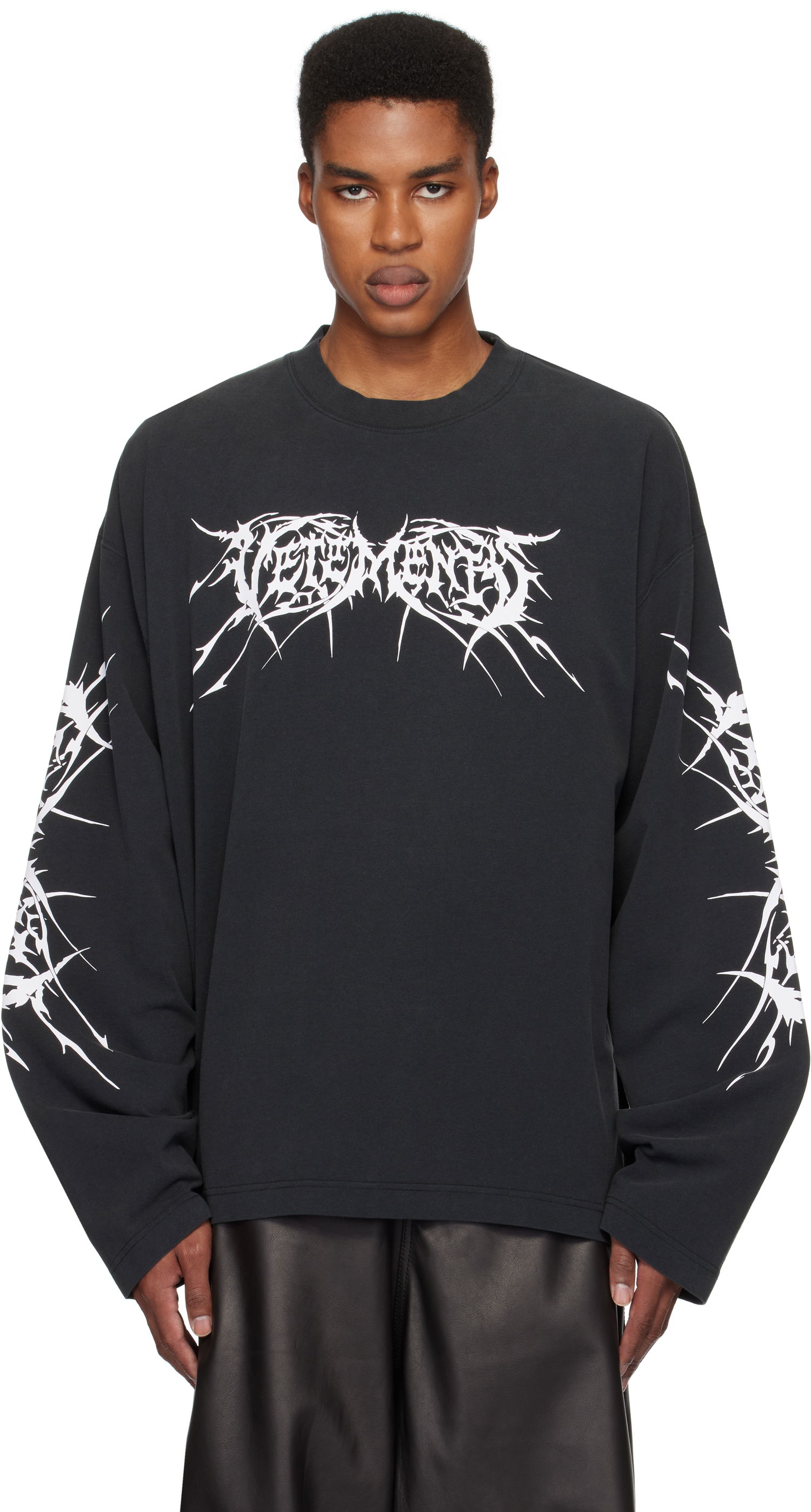 Tričko VETEMENTS Metal Long Sleeve T-Shirt Čierna | UA66LS610BW, 0