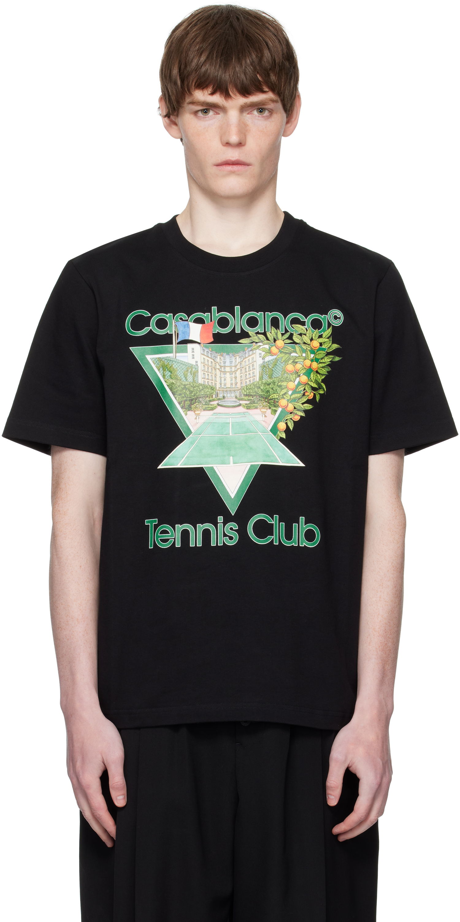 Tričko Casablanca Casablanca 'Tennis Club' Icon Short-Sleeve T-Shirt Čierna | MPF25-JTS-001-21-EX-FLANNELS, 0
