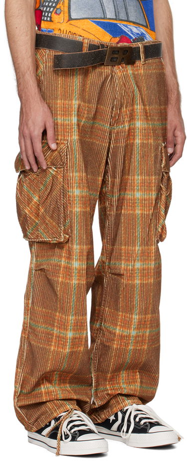 Cargo nohavice ERL Plaid Corduroy Cargo Pants Hnedá | ERL07P010, 4