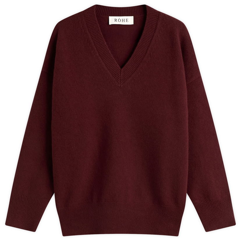 Sveter Róhe Women's V-Neck Knitted Jumper, 32 Vínová | 417-23-317