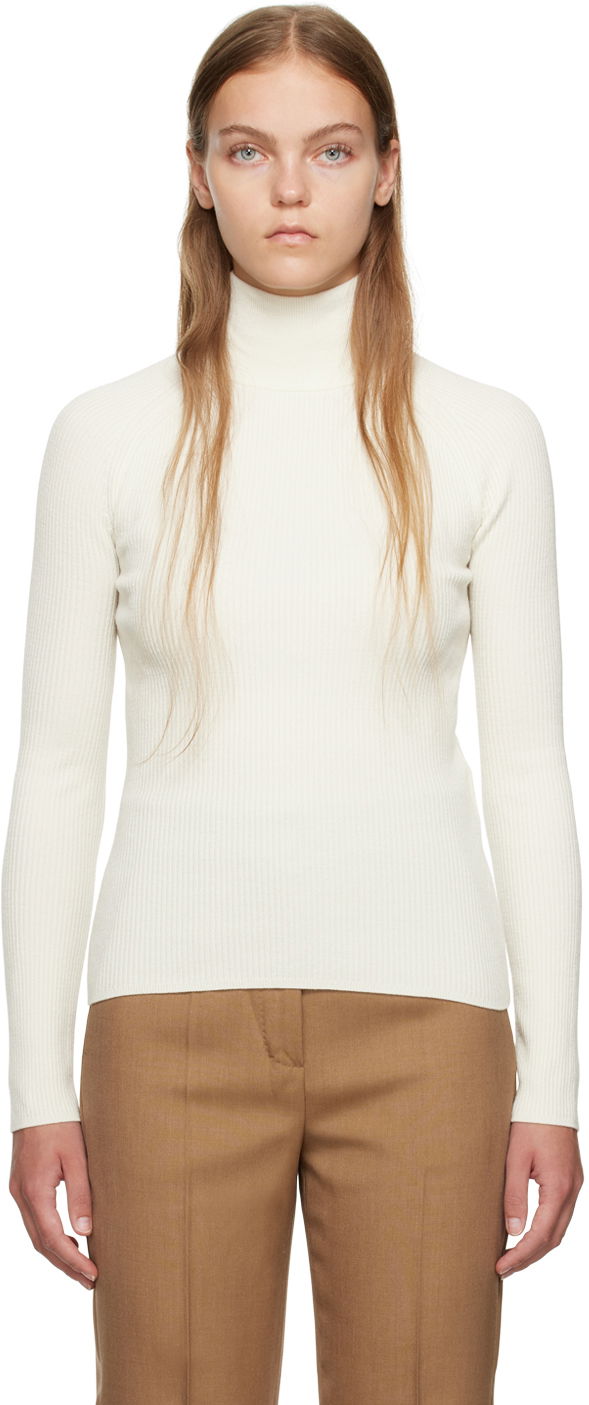 Sveter Max Mara Women's Ribbed Turtleneck Sweater Biela | 2313662333600 MM12115, 0