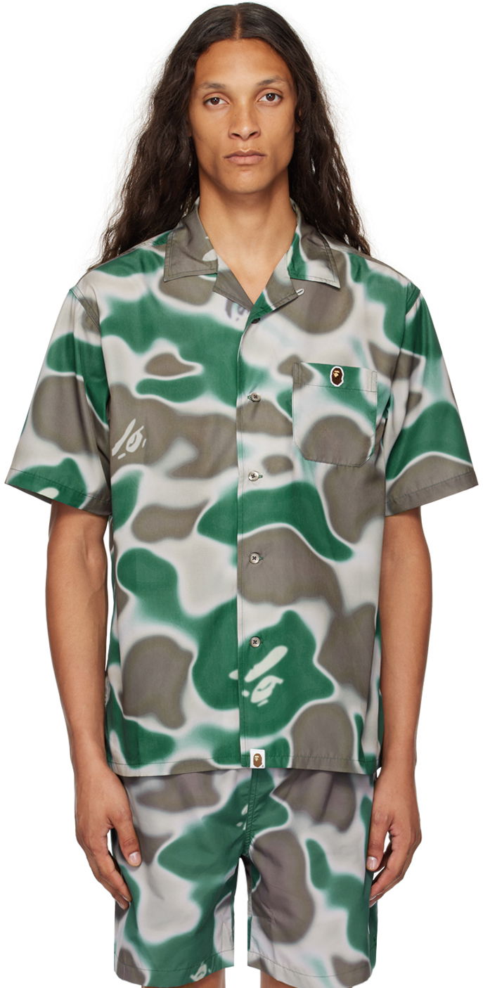 Košeľa BAPE BAPE Green & Gray Liquid Camo One Point Shirt Zelené | 001SRK301004M, 0
