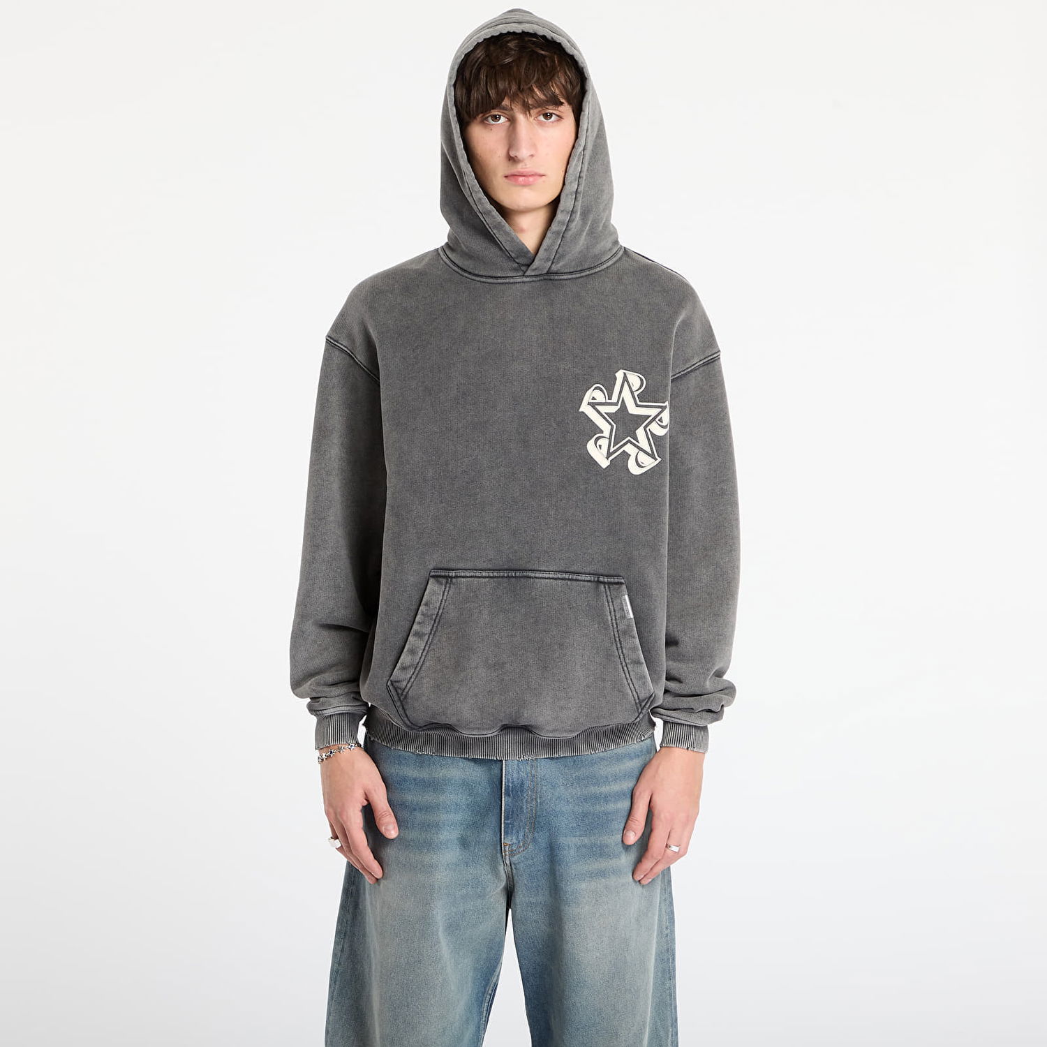 Mikina Represent Clo Vintage Initial Star Hoodie L Šedá | MLM100375-47, 0