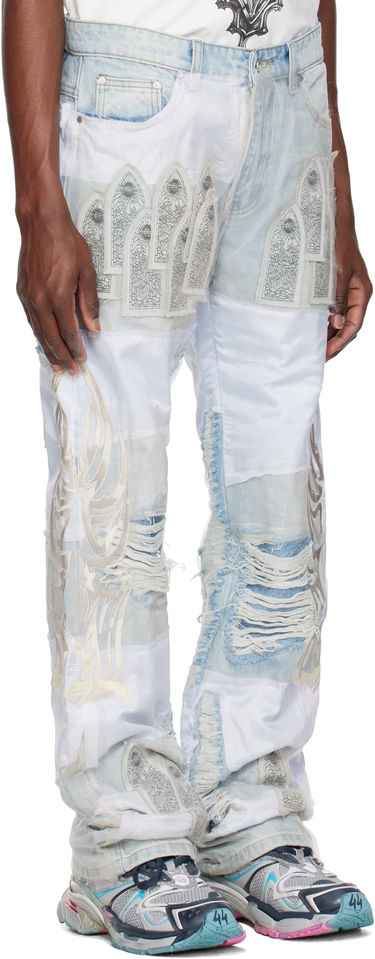 Džínsy Who Decides War Who Decides War 'WDW' Winged Organza Denim Jeans Modrá | 1121180008SS25, 1