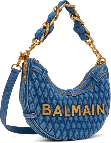 Kabelka Balmain Balmain 1945 Soft Moon Denim Shoulder Bag Modrá | EN1BQ954TTSD, 1