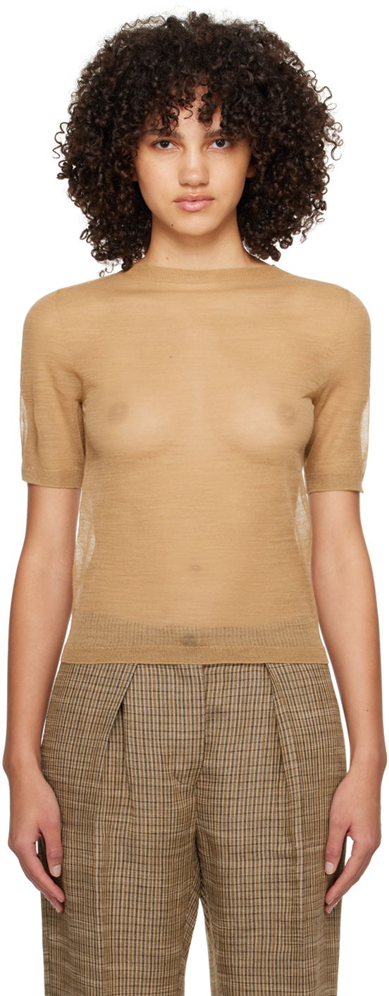 Tričko Acne Studios Sheer T-Shirt Béžová | A60489-, 0