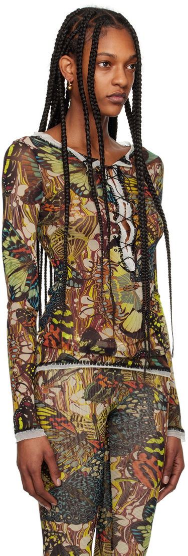 Body Jean Paul Gaultier Butterfly Print Lace-Up Long Sleeve Top Rôznofarebný | 24/25-F-TO133-T545-1090, 1