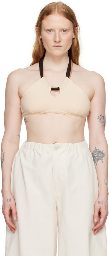 Crop Top Baserange Beige Halter Neck Bra Béžová | BRCI-RB-SU24, 0