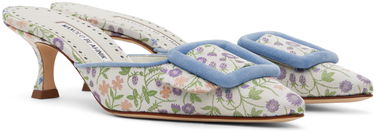 Doplnky Manolo Blahnik Manolo Blahnik Maysalebica Floral Kitten Heel Mules Biela | 423-1767, 3