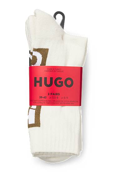 Ponožky BOSS Three-Pack of Short Socks with Vertical HUGO Logos Biela | 50521068, 1