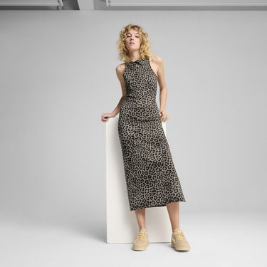 Šaty Puma Leo Luxe All-Over Print Fitted Dress Hnedá | 632339_01, 2