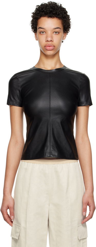 Tričko Helmut Lang Helmut Lang Slim Faux-Leather T-Shirt Čierna | N04HW503, 0