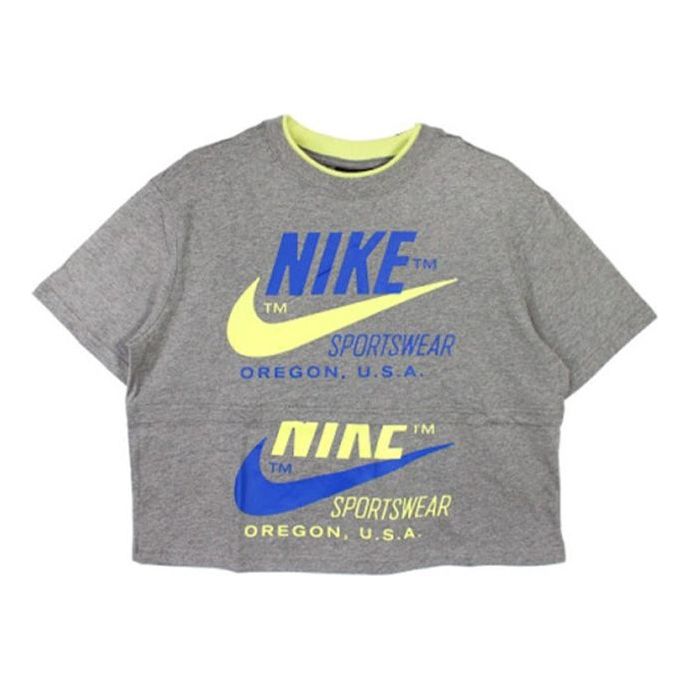 Crop Top Nike Spliced Logo Graphic Crop T-Shirt Šedá | CJ2041-091, 0
