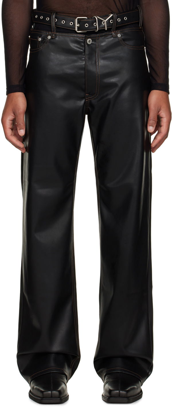 Nohavice Y/PROJECT Faux-Leather Pants Čierna | PANT101-S25, 0