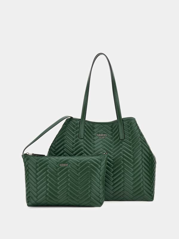 Tote bag GUESS Vikky Quilted Shopper Bag Zelené | HWQG9318290, 0