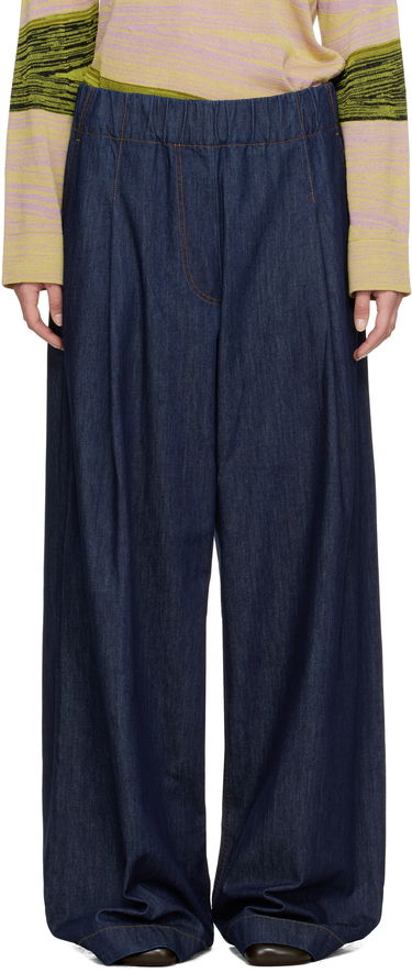 Nohavice Dries Van Noten Dries Van Noten Drawstring Wide-Leg Jeans Modrá | 251-010936-1553, 0
