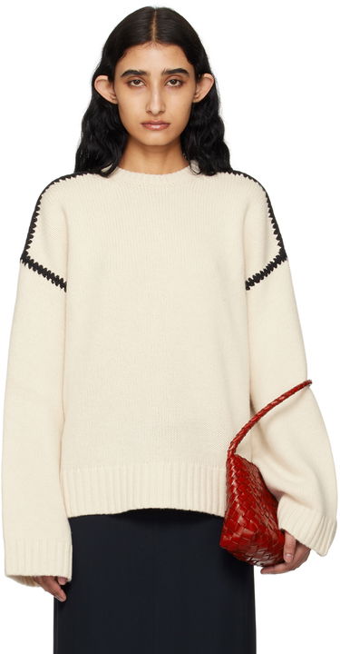 Sveter TOTEME Embroidered Sweater Biela | 241-WRT1025-YA0004, 0