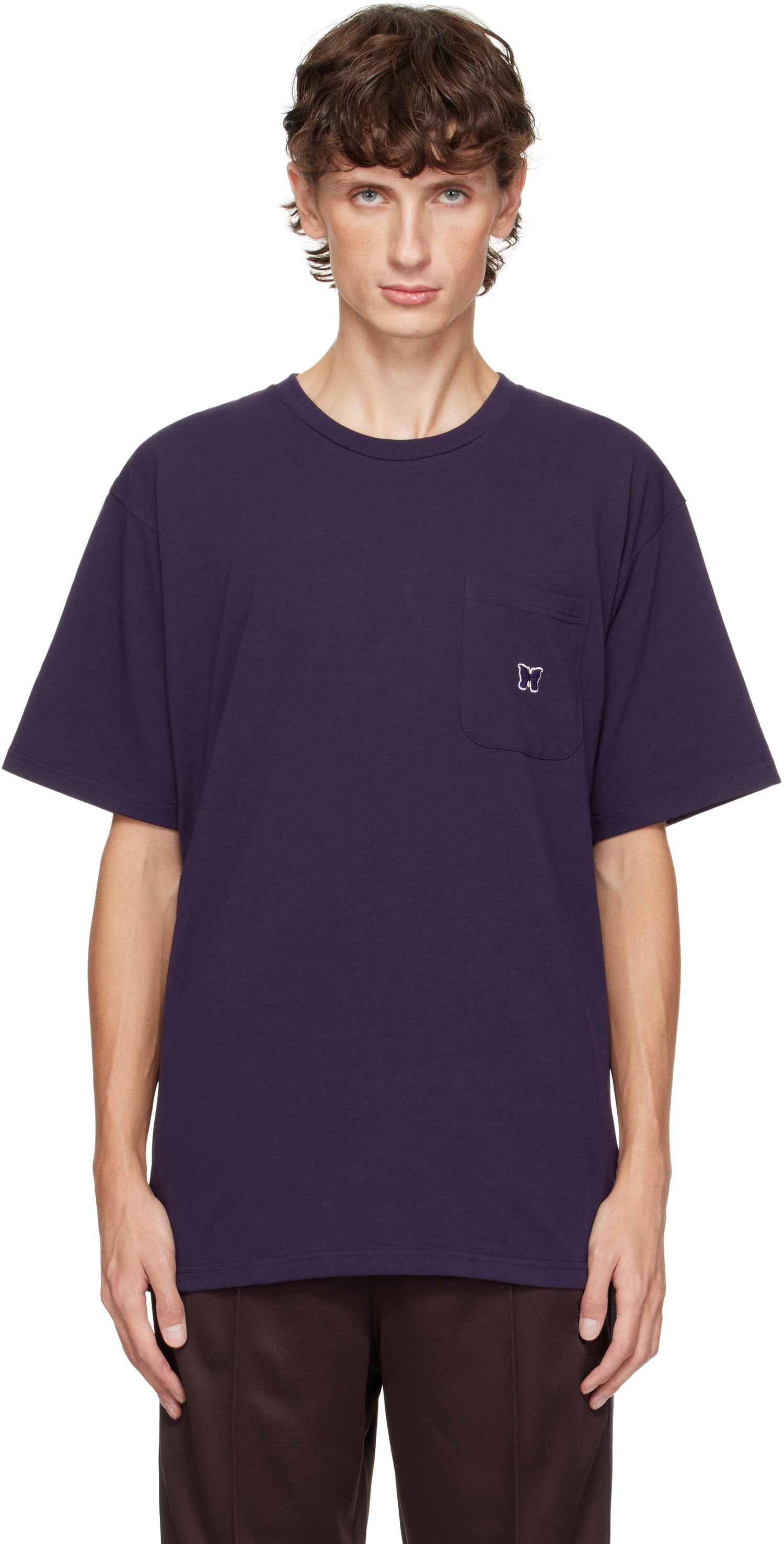 Tričko Needles Embroidered-Logo T-shirt Fialová | PU308, 0