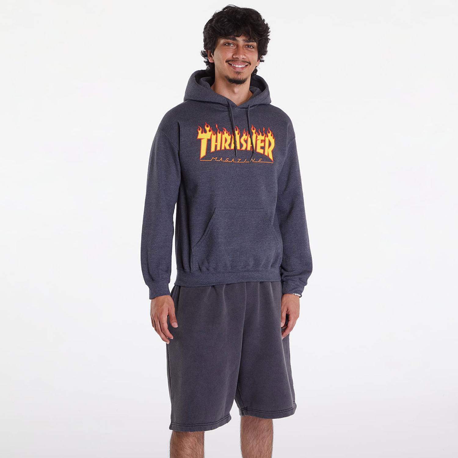 Mikina Thrasher Thrasher Flame Hoodie Šedá | 312007 Dark Grey, 0