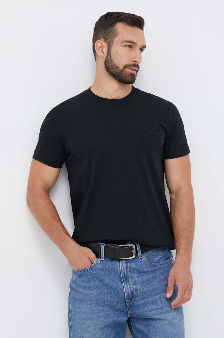 Tričko GANT Regular Fit Shield T-Shirt Čierna | 2003223, 0