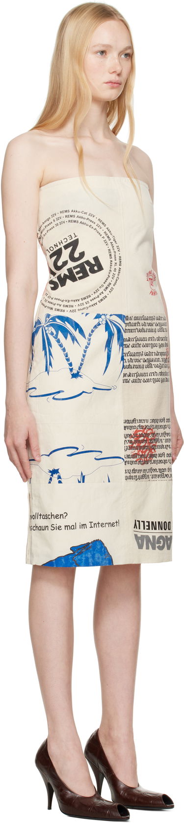 Šaty Marine Serre Marine Serre Regenerated Tote Bags Bustier Midi Dress Béžová | WDR358A UWOV0009, 1