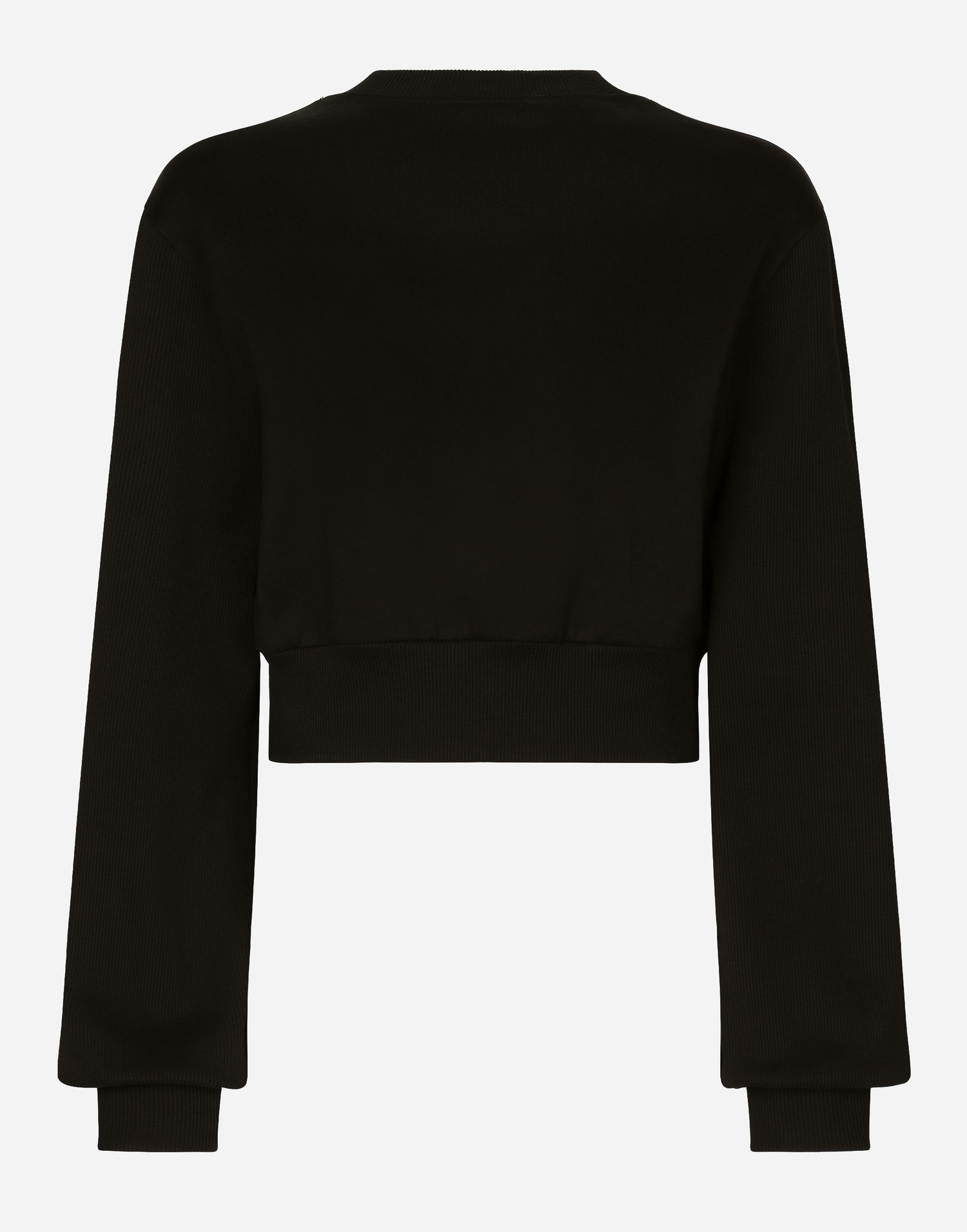 Mikina Dolce & Gabbana Cropped Jersey Sweatshirt With Embroidered Dg Patch - Woman T-shirts And Sweatshirts Black Cotton 3 Čierna | F9R31ZGDBZYN0000, 1