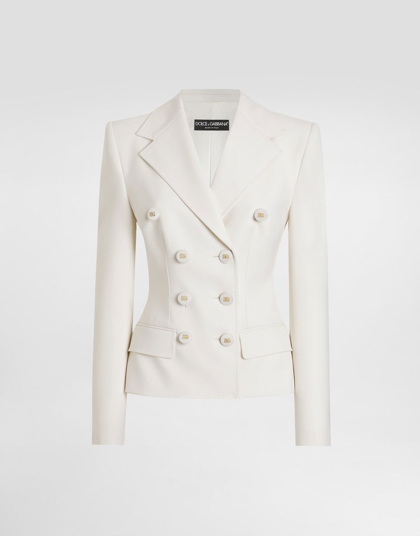 Bunda Dolce & Gabbana Double-breasted Twill Blazer Biela | F27ACTFUBGCW0001