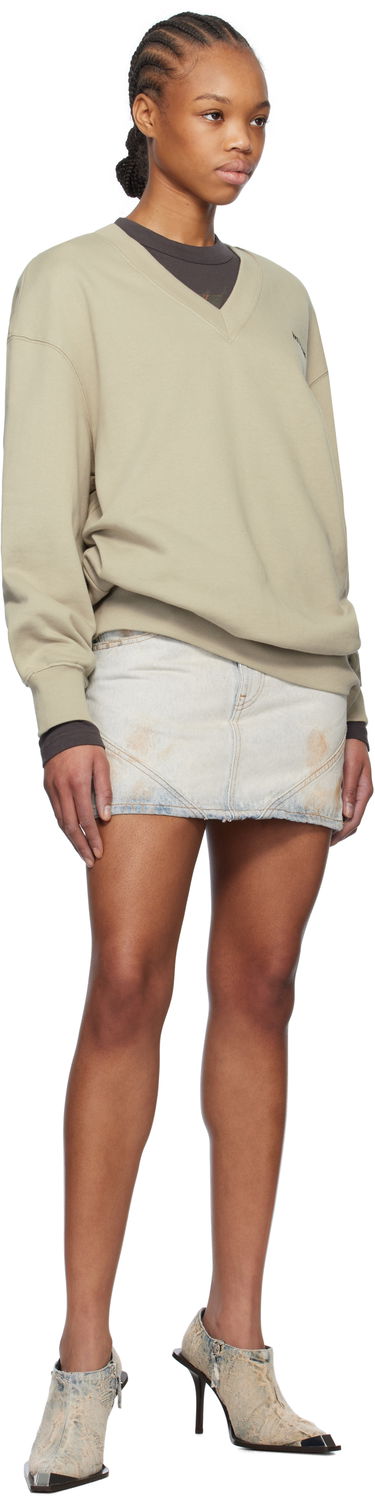 Sveter We11done We11done Oversized V-Neck Sweatshirt Béžová | WD-TS0-25-773-U-KK, 3