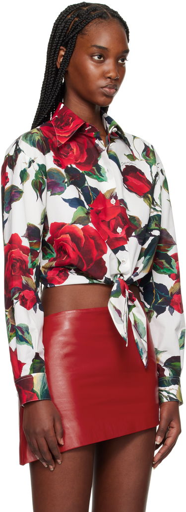 Košeľa Dolce & Gabbana Dolce&Gabbana Rose Print Tie Front Shirt Biela | F5S65T HS5S2, 1