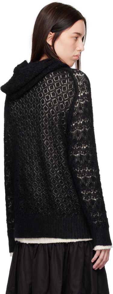 Sveter Comme des Garçons Comme Des Garçons Wool Lace Pattern Intarsia Hoodie Čierna | TN-N024-051, 2