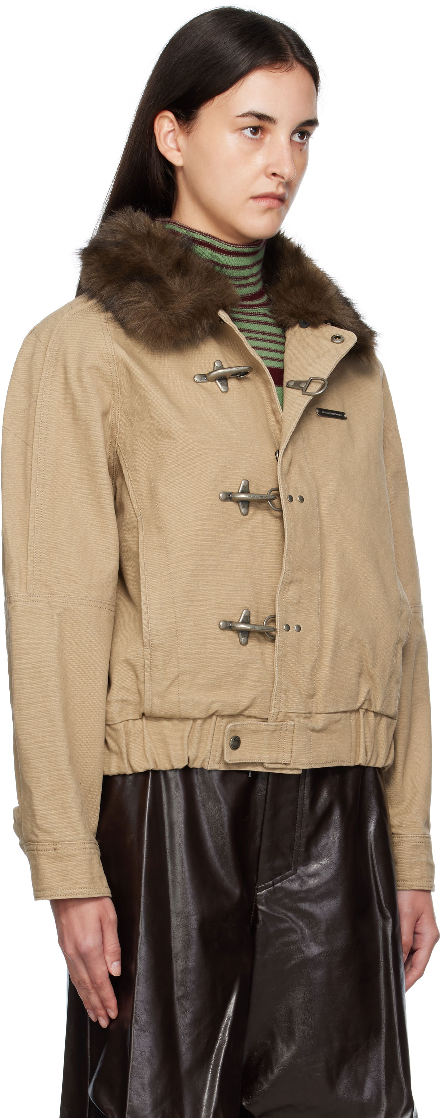 Bunda Andersson Bell Andersson Bell Washed Cotton Jacket with Faux Fur Collar Béžová | awa712u, 1