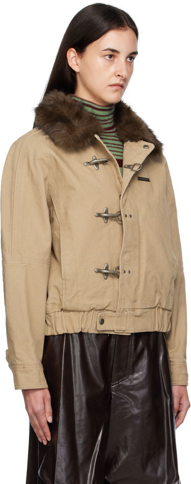 Bunda Andersson Bell Andersson Bell Washed Cotton Jacket with Faux Fur Collar Béžová | awa712u, 1