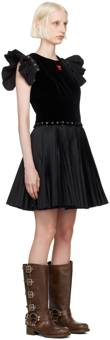Šaty Chopova Lowena Velvet and Pleated Mini Dress Čierna | 1255, 1