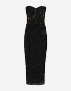 Tulle Calf-length Corset Dress With Draping