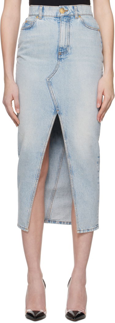 Sukňa Balmain Balmain Denim Midi Skirt with Slit Modrá | EF1LD460DF23, 0