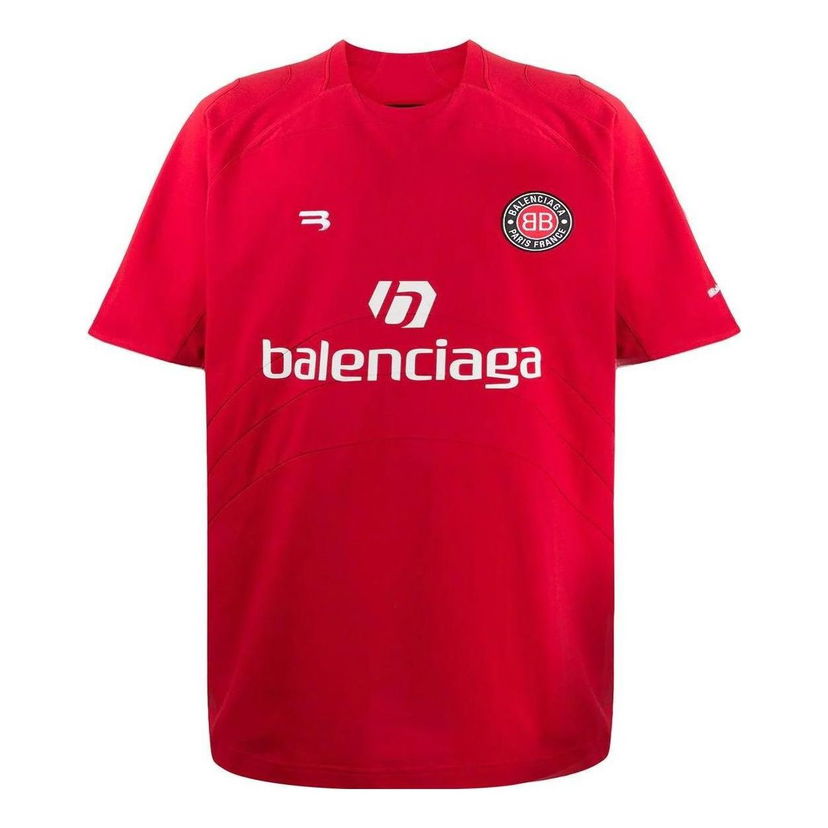 Tričko Balenciaga Oversized Soccer T-shirt Červená | 641658TJV516540
