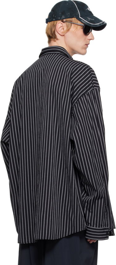Košeľa Balenciaga Balenciaga Striped Flatground Shirt Čierna | 814598TRM23, 2