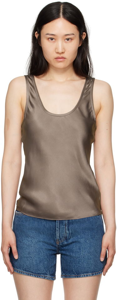 Tielko Anine Bing Silk Scoop Neck Tank Top Hnedá | A-07-0839-BWN27, 0