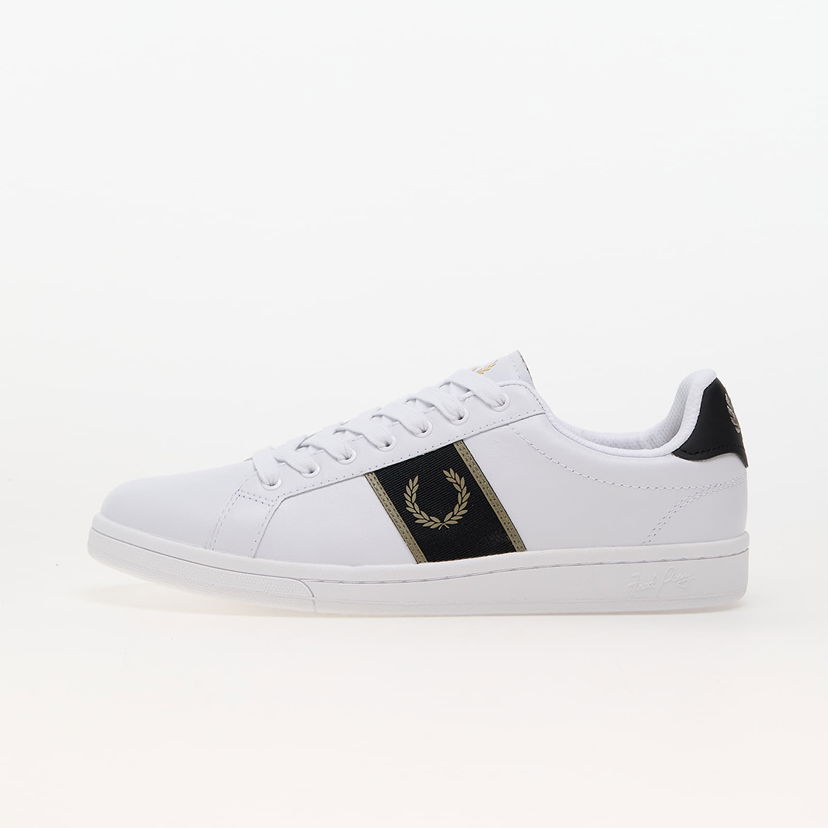 Tenisky a topánky Fred Perry B721 Leather/Branded Webbing White/ Warm Grey Biela | B6304 U62