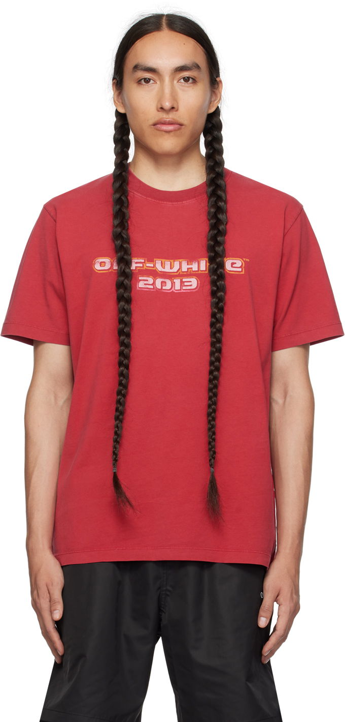 Tričko Off-White Red Digit Bacchus T-Shirt Červená | OMAA027F23JER0062984, 0