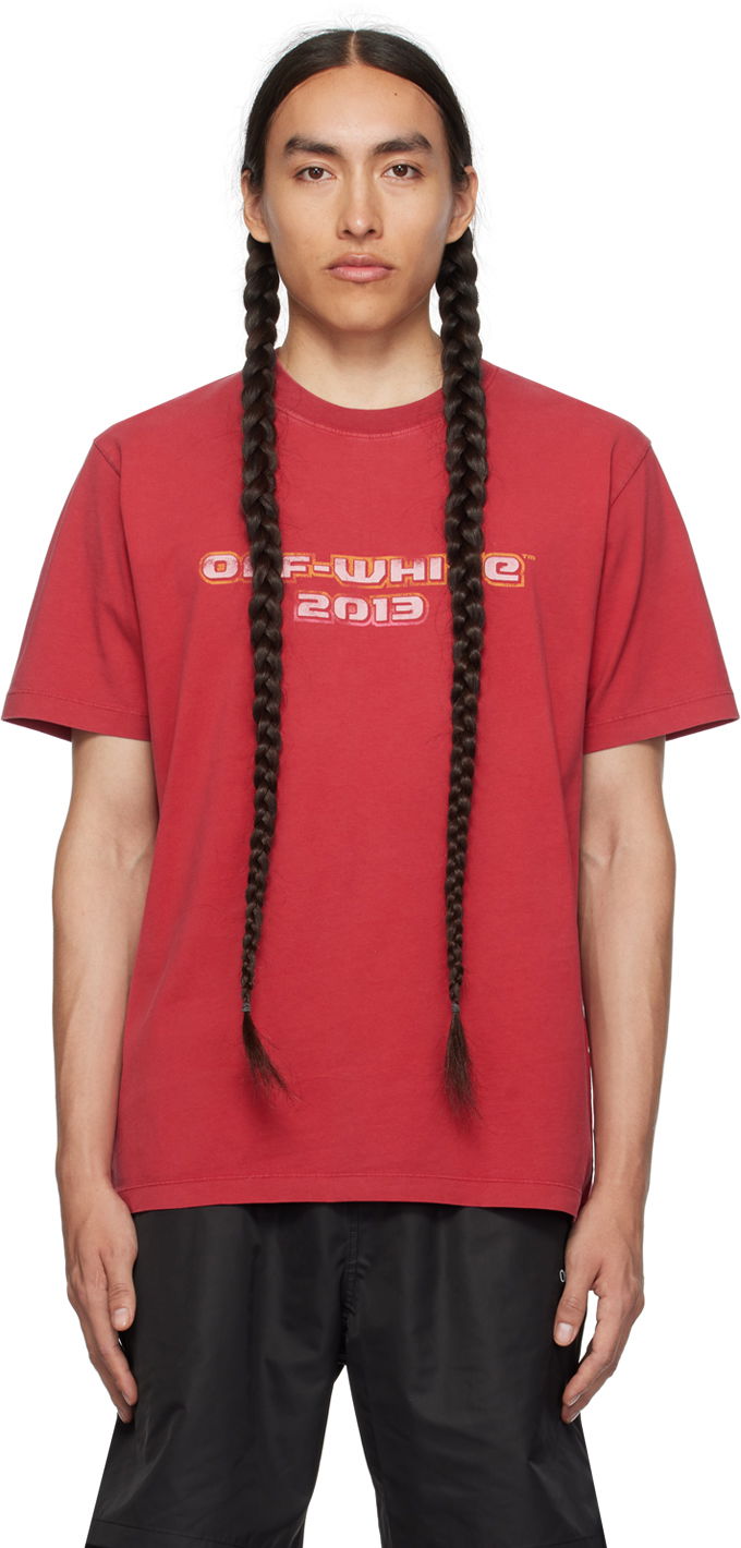 Tričko Off-White Red Digit Bacchus T-Shirt Červená | OMAA027F23JER0062984