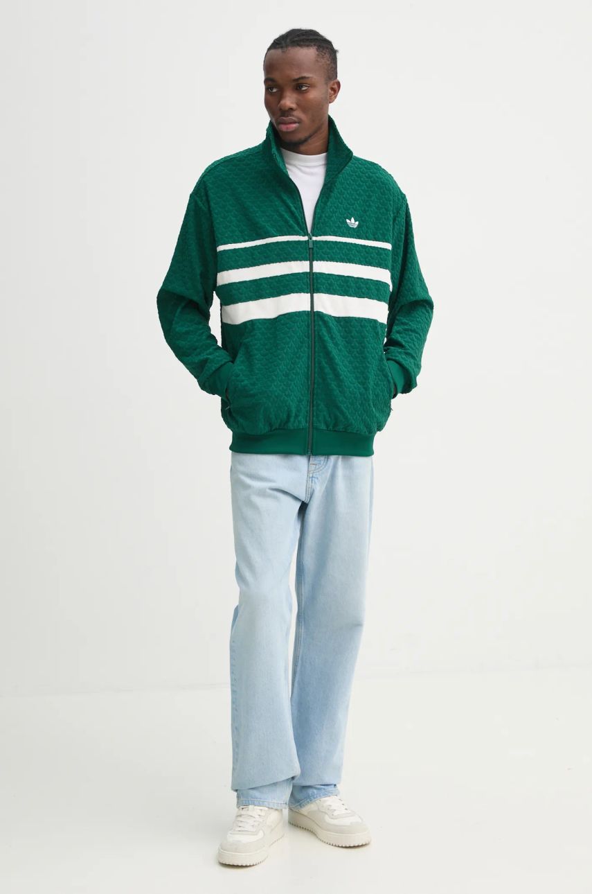 Mikina adidas Originals Textured Zip-Up Track Jacket Zelené | JD0696, 1
